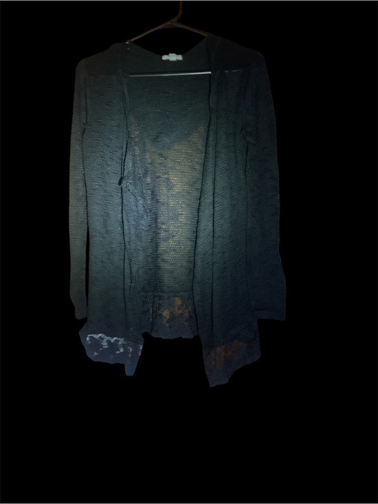 Warehouse One Sweaters - Warehouse One Black Open Knit Hooded Cardigan Sweater - Size XS